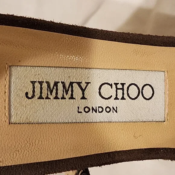 Excellent EU39 Jimmy Choo Platform Sandal Holly Chocolate Brown Suede - Picture 7 of 11